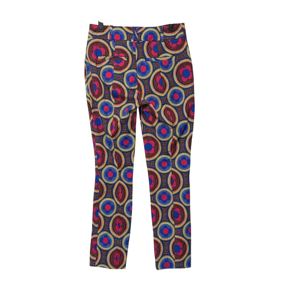 Anthropologie The Essential Slim Cropped Pants Womens Sz 2 Retro Geometric Print - Picture 2 of 7
